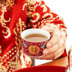 Chinese Tea Set Traditiona, Chinese Wedding Tea Ceremony Set Red Ceramic Double Happiness Decorations with 1 Tea Pot & 6 Tea Cups for Newlyweds and Friends - Image 4