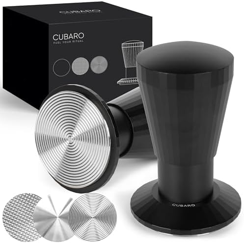 Calibrated Espresso Tamper with 30lb Click Feedback | 3 Interchangeable Bases for Custom Tamping | Auto Leveling and Ergonomic Handle | Fits 54mm Breville-Compatible Portafilters by CUBARO