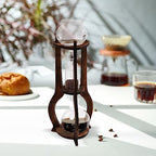 Tower Cold Brew Coffee Maker with Wood Tripod Stand, Adjustable Copper Drip Speed Valve, Ice Coffee Machine for Home, Coffee Shops, Cafes, Offices, Makes 6-8 Cups (Brown) - Image 4