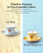 8.4oz Bone China Tea Cup and Saucer Set, Ice Blue - Image 5