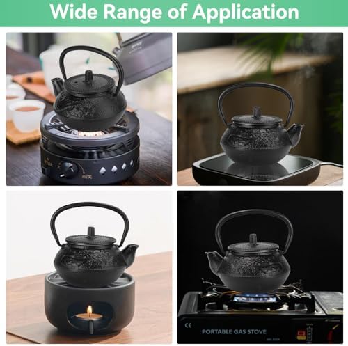 10oz/300ml Stovetop Tea Kettle, Japanese Cast Iron Teapot Traditional Kung Fu Teapot Kettle with Stainless Steel Infuser for Brewing Loose Leaf Tea - Image 3