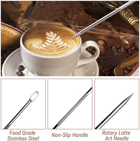 53mm Coffee Espresso Tamper Set, 22PCS Espresso Machine Accessories with Espresso Tamper, WDT Tool, Coffee Stirrer, Frothing Pitcher, Latte Art Pen, Tamper Mat, Coffee Stencils for Espresso Machine - Image 6