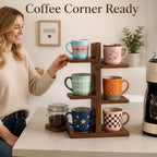 Wooden 3-Tier Countertop Coffee Mug Holder, Coffee Mug Display for Kitchen, Home & Café, Suitable for Storing Cups, Tea Cups & Small Items - Image 4