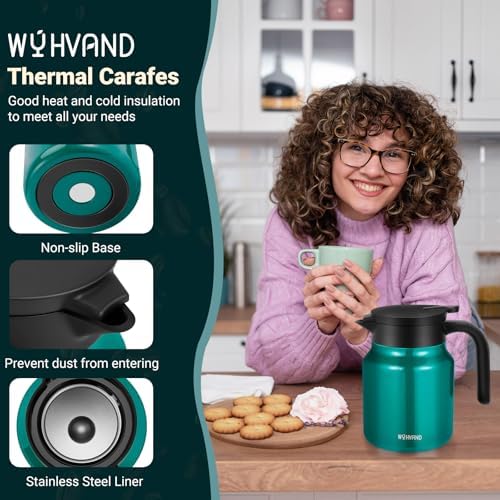 Insulated Coffee Carafe, 34 oz, Keeps Hot for 12H, Agave Teal - Image 3