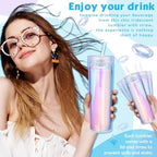 Tujoe 12 Pack Iridescent Skinny Tumbler with Lid Straw Insulated, 16 oz - Image 4