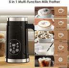5-in-1 Milk Steamer and Frother, Electric Milk Frother, with LCD Display, Adjustable Temperature (45/55/65℃), Frothing Capacity 130ml, for Coffee, Latte, Cappuccino - Image 4