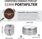 51mm Coffee Distributor and Tamper,Dual Head Coffee Leveler Fits for Delonghi 51mm Portafilter,Professional Espresso Hand Tamper.(Silver) - Image 4