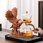 Zurucily Semi Automatic Teapot Set, Glass Teapot Set with Strainer Kungfu Tea Sets (Brown eagle) by zurucily