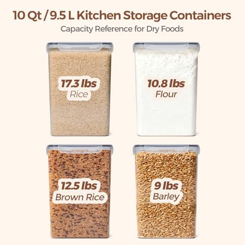 ComSaf Airtight Rice Storage Container with Lid 10Qt 2Pack, Large Capacity - Image 3