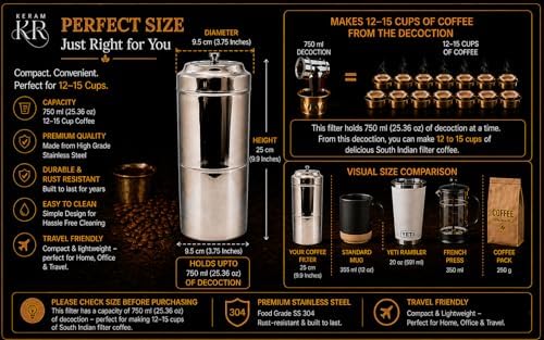 KERAM South indian filter coffee maker indian style 25.4 oz (750 ml) - Image 2