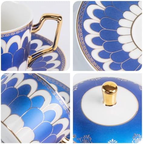 Porcelain Tea Set with Teapot, Teacups, Saucers and Spoons, NX052 - Image 4