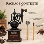 Vintage Manual Coffee Grinder with Cast Iron Ferris Wheel Hand Crank, Wooden Coffee Mill with Ceramic Burr, Adjustable Grind Size for Espresso, French Press, Pour Over, Home Barista Coffee Gift - Image 2