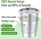 CAPMESSO Reusable K Cups with 20pcs Silicone Gaskets: Stainless Steel Reusable Coffee Pods - Dual-Mesh Refillable Coffee Filter for Richer Coffee NO Grit - Image 3