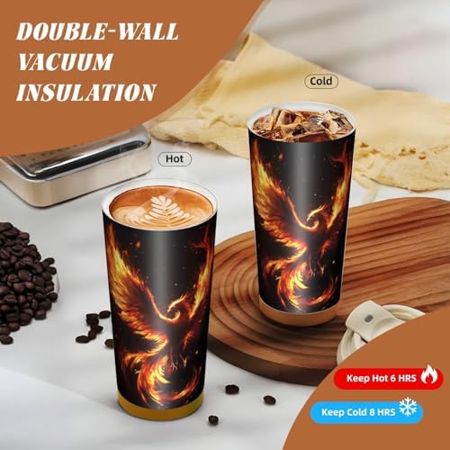 Galaxy Phoenix Double Wall Vacuum Insulated Coffee Tumbler Traditional 316 Stainless Steel Travel Mug with Handle and Straw Leakproof Coffee Cup for Tea Iced Drinks Black - Image 4
