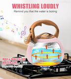 3.2Qt Stainless Steel Whistling Tea Kettle Stovetop, Pink - Image 3