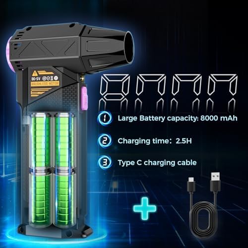 Compressed Air Duster, 210000RPM Mini Electric Air Duster Equipped with Continuously Variable Speed, Cordless Turbo Blower for Keyboard, PC, Car, Home, Outdoor - Image 6