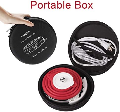 Food Grade Silicone Portable Collapsible Electric Travel Kettle (Red) - Image 4