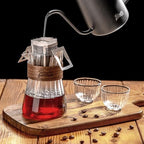 Small Glass Coffee Server Set of 2 - Manual Pour Over Coffee Maker 16oz, Borosilicate Glass Coffee Carafe with Heat-Resistant Wood Ring,2 Pack - Image 2