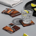 Walnut Coasters Set, Modern Coasters with Holder - Image 5
