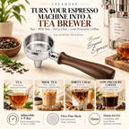 58mm Tea Portafilter, Adjustable 3-9 Bar Pressure, Walnut Handle - Brew Tea Concentrate for Milk Tea, Boba or Low-Pressure Pour-Over Style Coffee, No Grinder Needed, Fits E61 Machines - Image 3