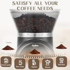 AYCHIRO Electric Conical Burr Coffee Grinder, Coffee Mill with 30 Precise Grind Settings, Portafilter Holder & 2-12 Cup Selector for Espresso, Drip, French Press, Black silver - Image 3