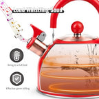 V&L 2.6 Qt Red Whistling Tea Kettle for Stovetop - Image 4