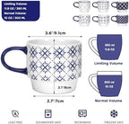 Schliersee 12 OZ Stackable Ceramic Coffee Mugs set of 6, Geometric Floral Pattern Small Mug, Blue White Porcelain Coffee Mug, Stacking Coffee Mugs, Tea Mug, Water Cup, Dishwasher Safe, Microwave Safe - Image 2