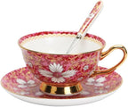 Blue and White Porcelain Coffee Cup and Saucer Set - Image 2