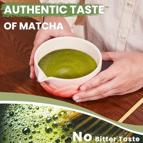 Matcha Whisk Set, Lotus Gradient Red Ceramic Matcha Set Includes Matcha Bowl, Matcha Whisk (Chasen) and Holder, Sifter, Bamboo Scoop & Spoon - 6 Pcs Matcha Kit for Matcha Lovers - Image 5