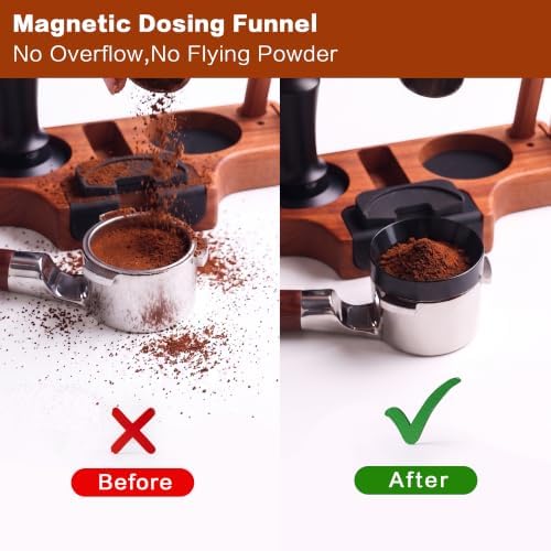 8 Pcs espresso accessories kit with Wooden Espresso Tamping Station (51mm 53mm 58mm), Espresso Machine Accessories Set: Tamper, Distributor, Dosing Ring, WDT Tool, Puck Screen, Brush & Art Pen(58mm) - Image 6