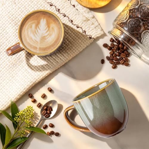 theterra Ceramic Coffee Mugs Set of 6, 12 oz Coffee Cups with Handle - Image 2