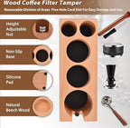 Espresso Accessories Kit 5-PCS Including Wooden Portafilter Station Organizer | 58MM Coffee Distributor | 58MM Tamper Press | WDT Stirrer Needle | Coffee Mat Brush, Multipurpose Espresso Tools - Image 3