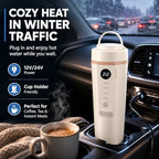 Car Electric Kettle 12V/24V Dual Voltage, Portable Travel Electric Kettle for Road Trips, Mini Small Water Boiler with 4 Temp Control, 316 Stainless Steel,16oz(Beige) - Image 3