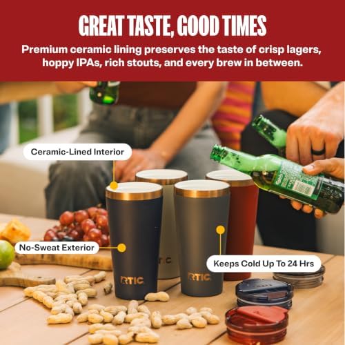 RTIC 18oz Pint Tumbler with Lid, Ceramic Lined, Black - Image 3