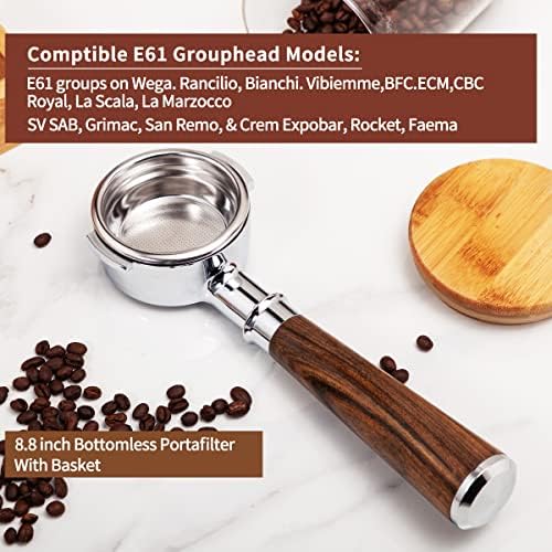 Bottomless Portafilter 58mm Compatible with E61 Group, Rancilio/Expobar/Rocket Espresso Machines, 2 ears 58mm Portafilter, Filter Basket Included (Redwood) - Image 3