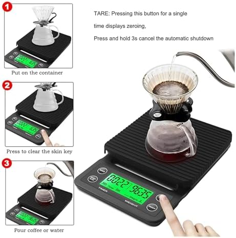 Digital Scale, with Timer for Food Balance Weighing Mini Household Scale Electronic Coffee Digital LCD 3kg 0.1g Kitchen Scales(Coffee 5kg 0.1g) - Image 3