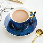 tea cups and saucers,Coffee Cup Ceramic Black Tea and Saucer Set Hot Cocoa Garland Hanging Ear Suitable Restaurant - Image 5