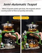 Chinese Gongfu Tea Set Magnetic Glass Teapot with Infuser Semi Automatic Tea Maker Set for Loose Leaf Tea - Image 3