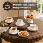 Fine Bone China Cappuccino Cups with Saucers Set of 4, 7 oz - Image 7