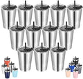 VEGOND 12oz Tumbler Stainless Steel Tumbler bulk Vacuum Insulated Double Wall Travel Tumbler with Lid and Straw Reusable Tumbler, Stainless 12 Pack by VEGOND