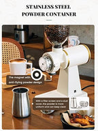 Huanyu 60mm Flat Burr Coffee Grinder, Retro Cream White for Home Cafe - Image 4