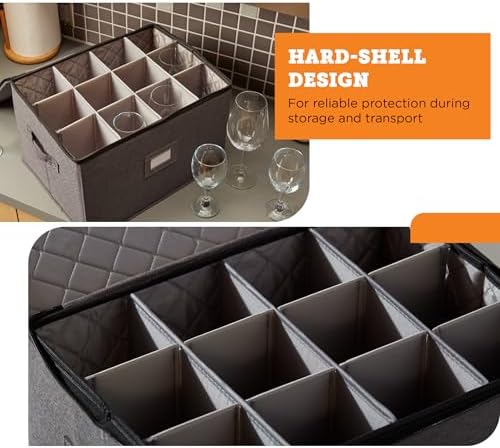 storageLAB Wine Glass Storage Cases | Hard Shell Felt Dividers | 2 Pack - Image 5