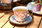 20 Pieces Porcelain Tea Set With Metal Holder, European Ceramic tea set for adults,Flower Tea Set,Tea Set For Women With Flower Painting(Large version, Light Blue)) - Image 4