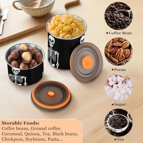 Stainless Steel Coffee Storage Containers with Airtight Lid, Human Skull Skeleton 30oz Food Storage Container Kitchen Canister for Tea, Coffee Beans, Ground, Sugar Storage - Image 6