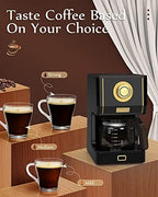 Amaste Coffee Maker, 25 Oz Drip Retro Style Coffee Machine with Glass Coffee Pot with Reusable Coffee Filter & Three Brewing Modes, Warming Plate, CM 1003AE-Black - Image 4