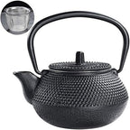 0.3 L Small Japanese Cast Iron Teapot With Stainless Steel Infuser For One Person, Hobnail Tetsubin Kettle For Making Tea, Black by MGEMJMJ