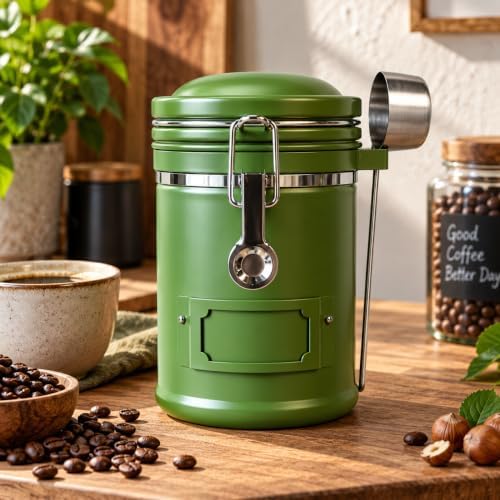 PRINCE G Airtight Coffee Canister – Premium Stainless Steel Coffee Storage Container with Scoop, 260g Capacity, Fresh Coffee Bean Storage Jar, Taiwan-Made Premium Quality (Green) - Image 4