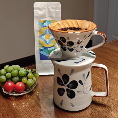 Ceramic Pour Over Coffee Maker Set, Ceramic Coffee Dripper with Single Hole, Coffee Pot & 100 Paper Filters for Home, Travel, Camping (1-4 Cup) - Image 5