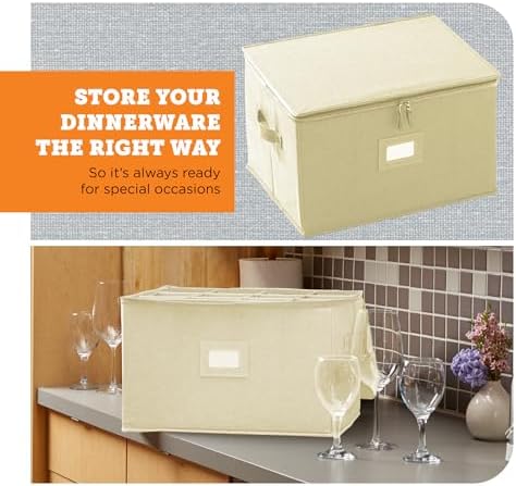 storageLAB Wine Glass Storage Case | Hard Shell Felt Dividers | Cream - Image 2