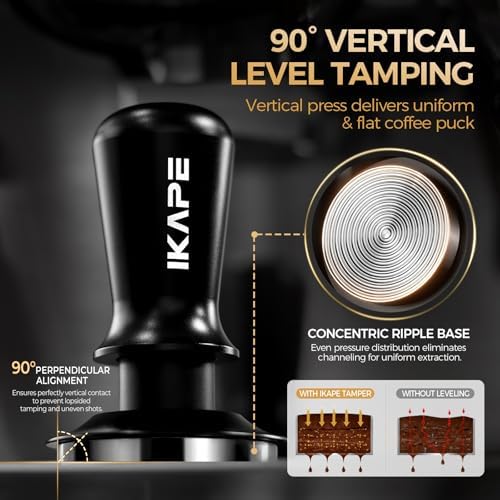 IKAPE 51mm Espresso Tamper, Premium Barista Coffee Tamper with Calibrated Spring Loaded, Threaded Stainless Steel Base Tamper for Espresso Machine(Black) - Image 5